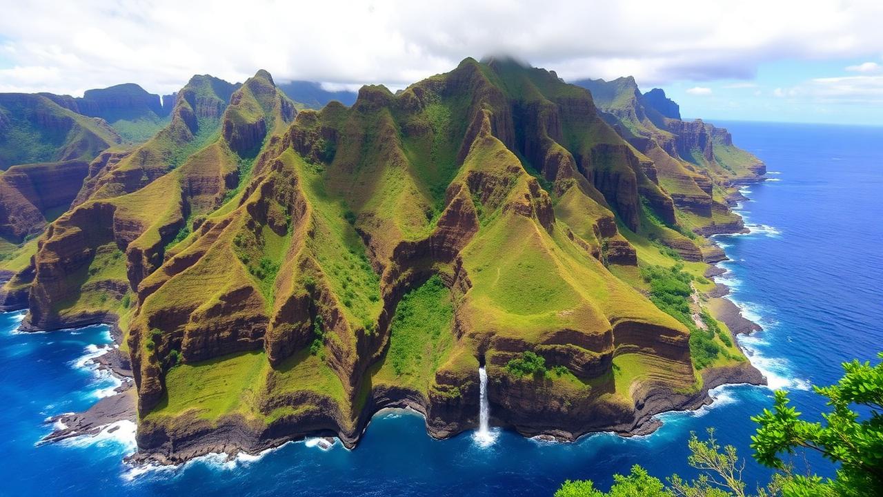 Kauai Hawaii Na Pali Coast green cliffs above the ocean