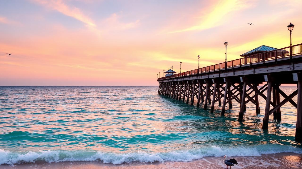 Naples Florida pier at sunset over the Gulf of Mexico