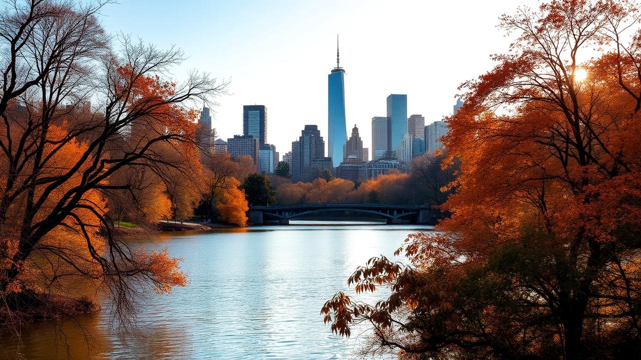 New York City Manhattan skyline and Central Park from above